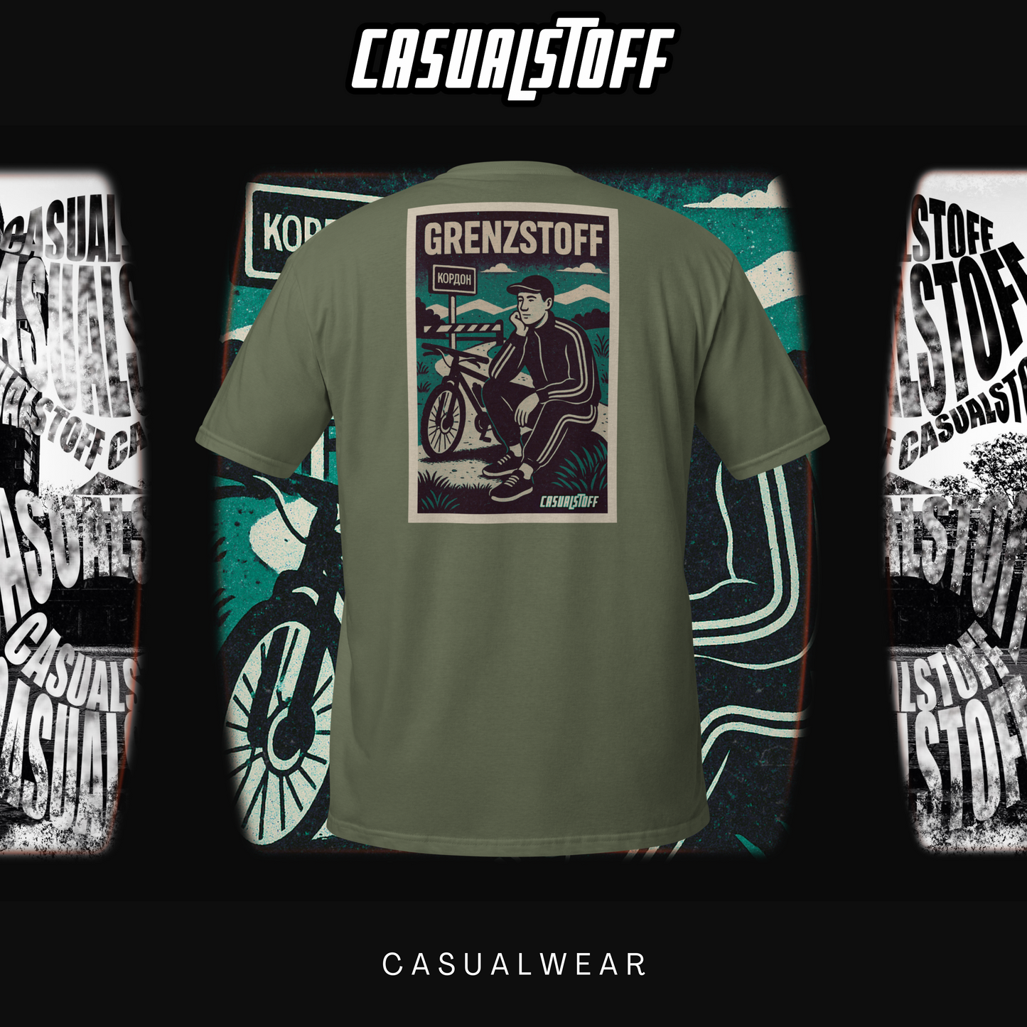 T-Shirt Grenzstoff Tour Edition mit in Weiß gesticktem Casualstoff Logo