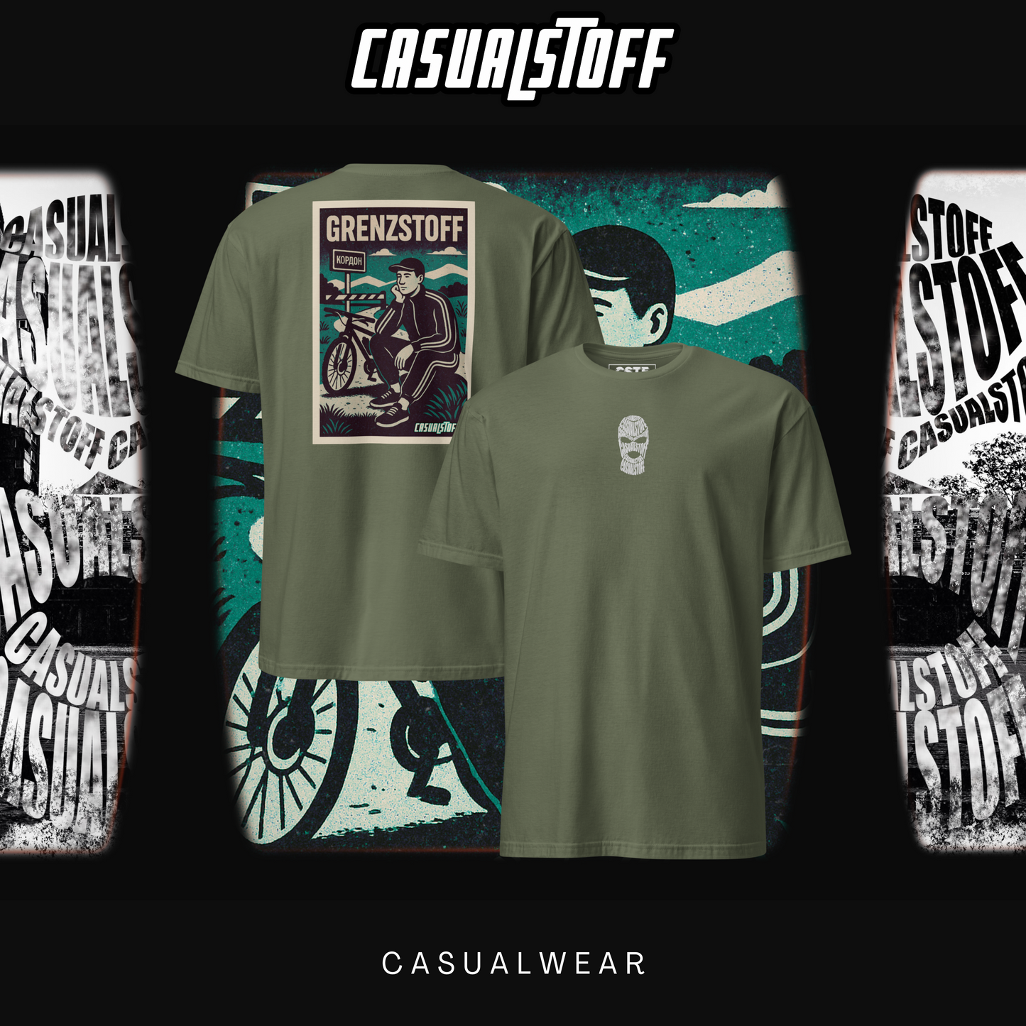 T-Shirt Grenzstoff Tour Edition mit in Weiß gesticktem Casualstoff Logo