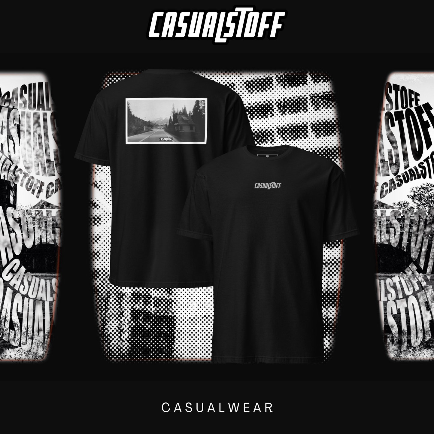 T-Shirt Generation 2.0 mit in Schwarz Weiß gesticktem Schriftzug "Straßen der Nostalgie"