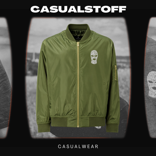 Premium Bomberjacke mit in Weiß gesticktem Casualstoff Logo