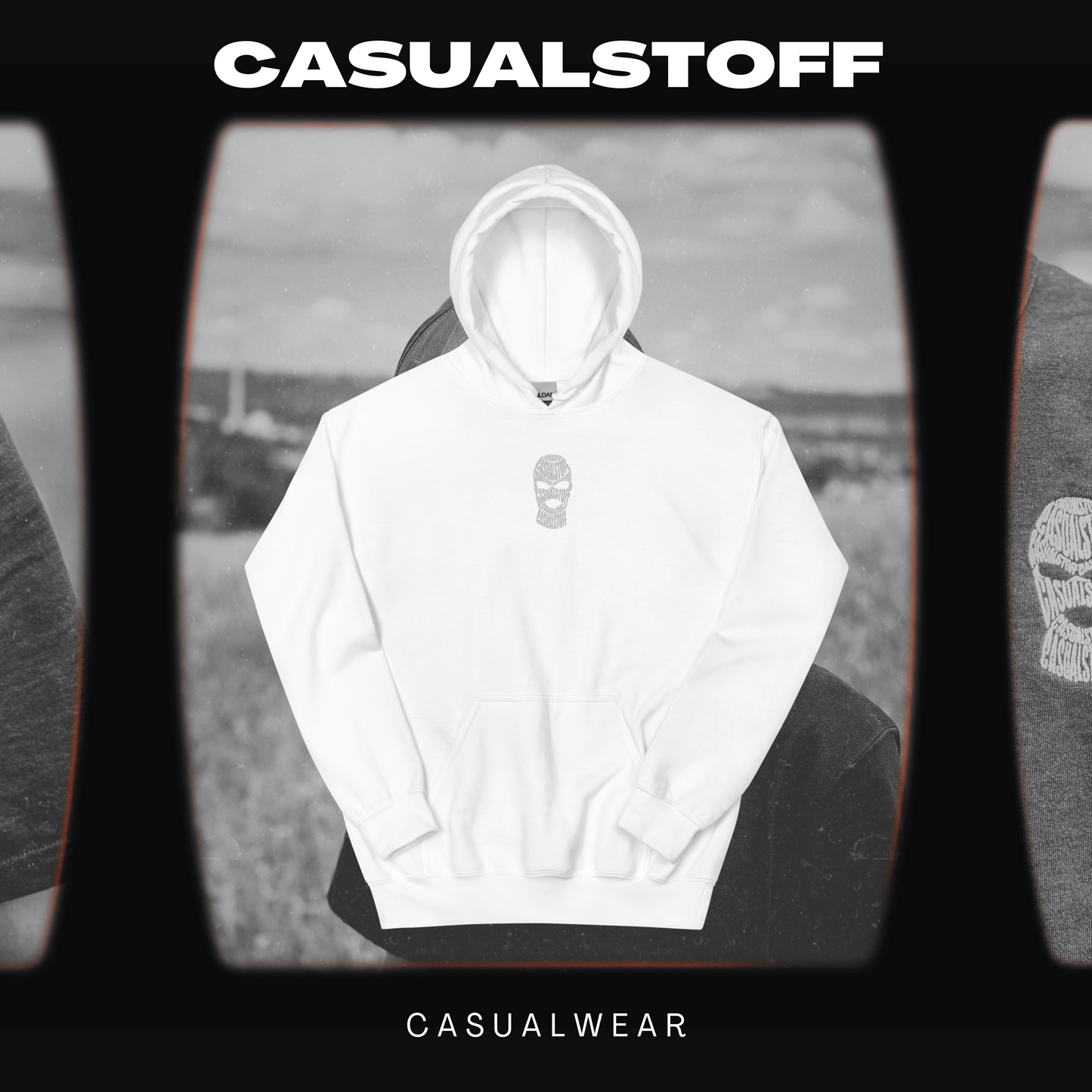 Hoodie mit in Weiß gesticktem Casualstoff Logo "1.-3. Halbzeit"