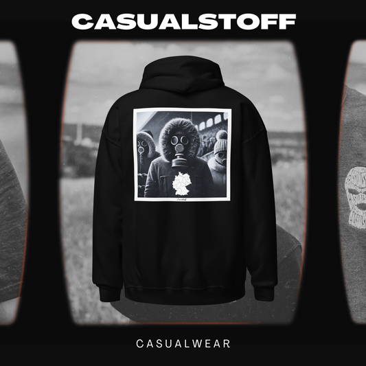 Hoodie mit in Weiß gesticktem Casualstoff Logo "Heimatfront"