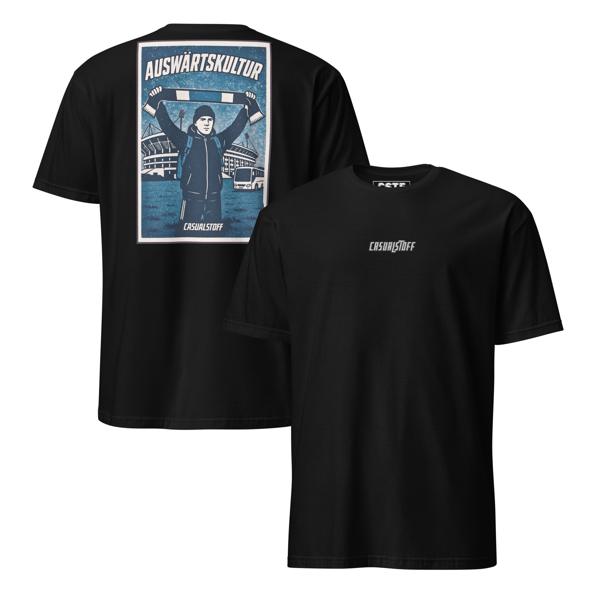 CASUALSTOFF™ T-SHIRT – AUSWÄRTSKULTUR. BUS. STATT BETT.