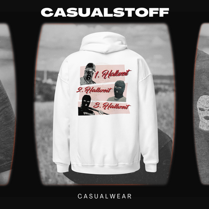 Hoodie mit in Weiß gesticktem Casualstoff Logo "1.-3. Halbzeit"