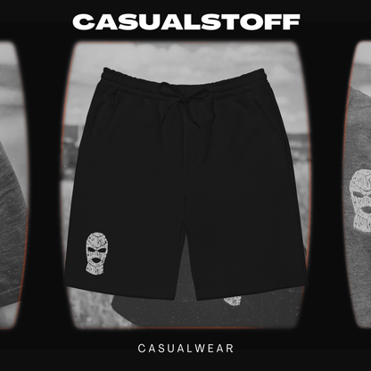 Fleece Shorts mit in Weiß gesticktem Casualstoff Logo (r)