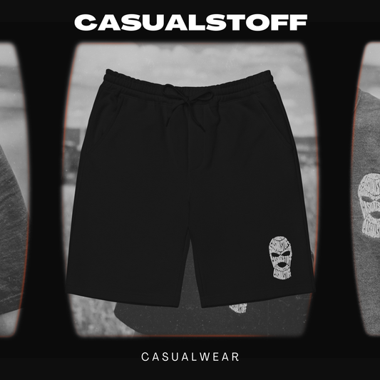 Fleece Shorts mit in Weiß gesticktem Casualstoff Logo (l)