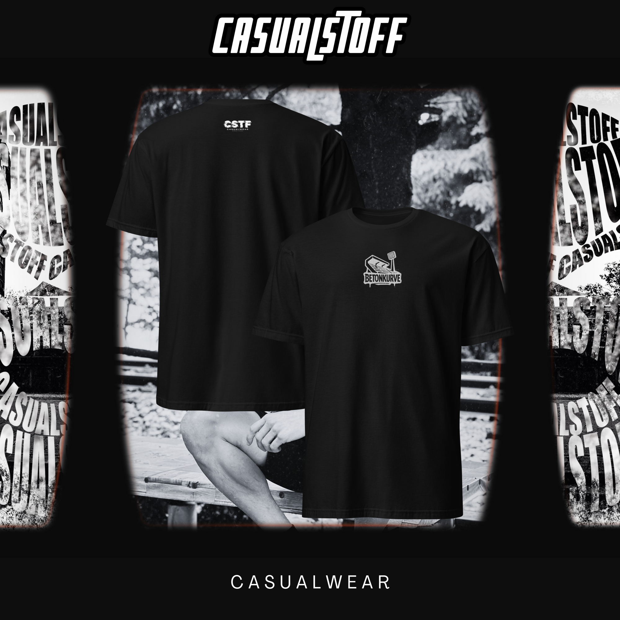 T-Shirt BETONKURVE™ – Casualstoff™ Stick + Außenetikett