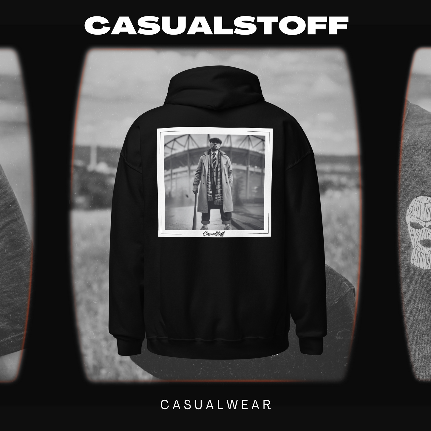 Hoodie mit in Weiß gesticktem Casualstoff Logo "Casual Vision"