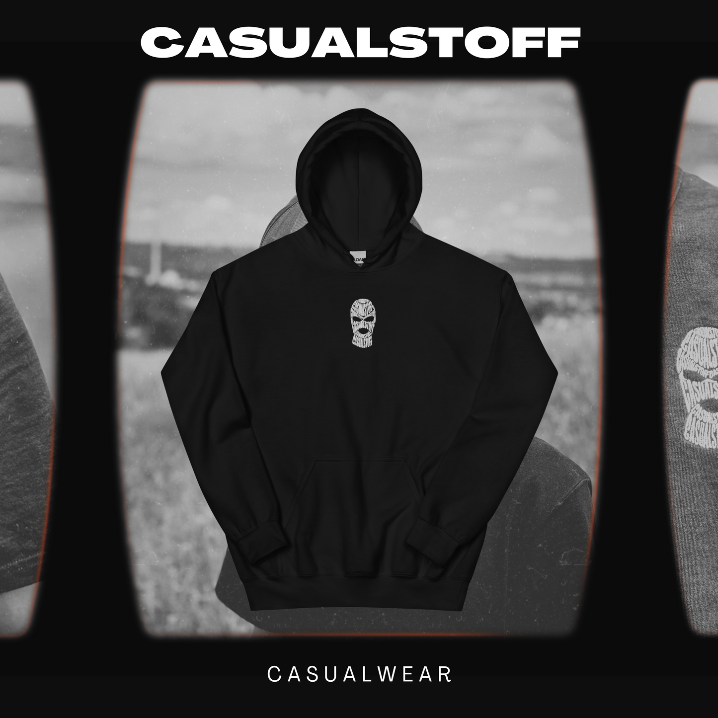 Hoodie mit in Weiß gesticktem Casualstoff Logo "Casual Vision"