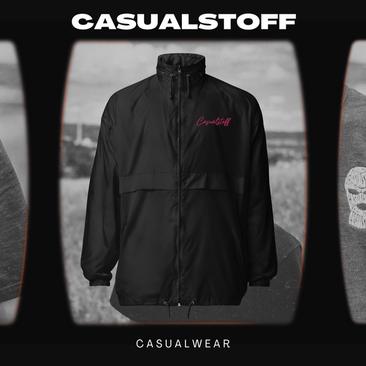 Windbreaker mit in Pink gesticktem 'Casualstoff'-Schriftzug