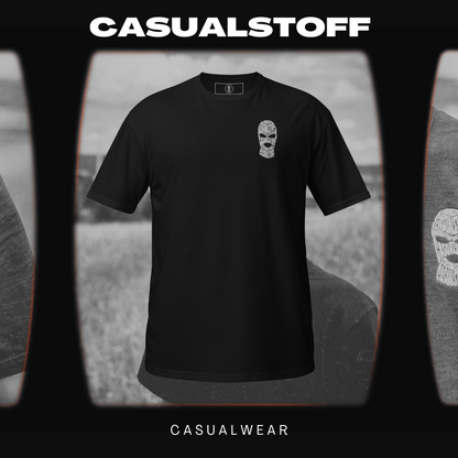 T-shirt with white embroidered casual fabric logo on the left