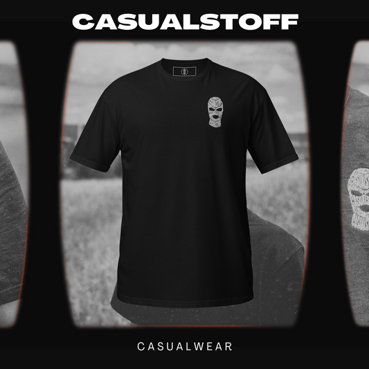T-shirt with white embroidered casual fabric logo on the left