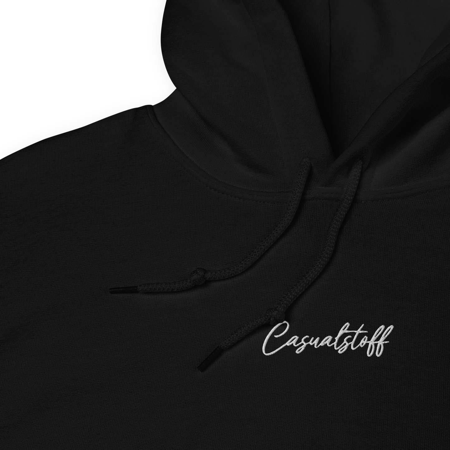 Hoodie mit in Weiß gesticktem 'Casualstoff'-Schriftzug.