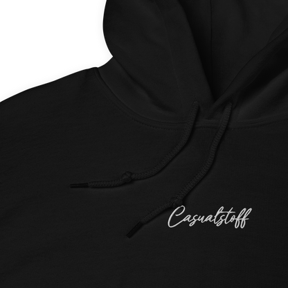 Hoodie mit in Weiß gesticktem 'Casualstoff'-Schriftzug.